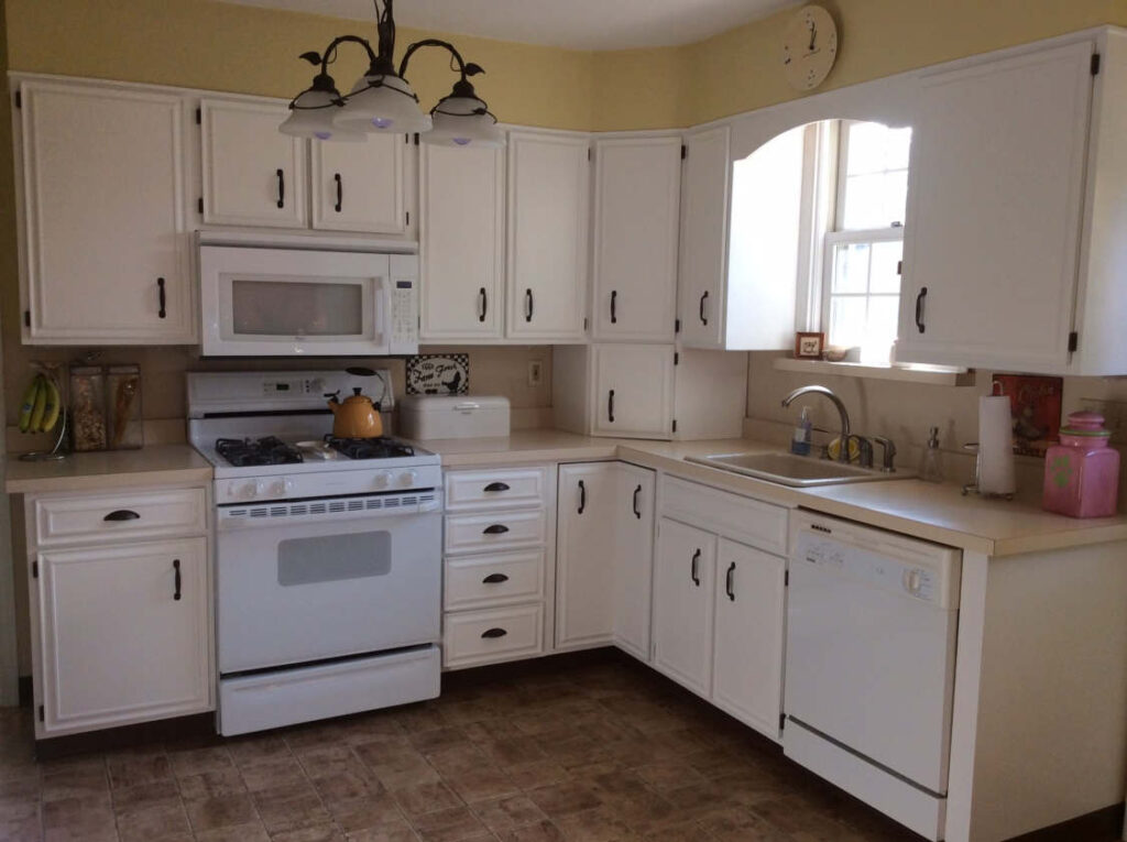 Residential kitchen interior painted white