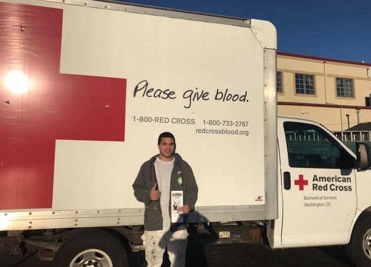 Employee donating blood