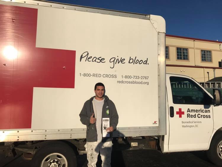 Employee donating blood