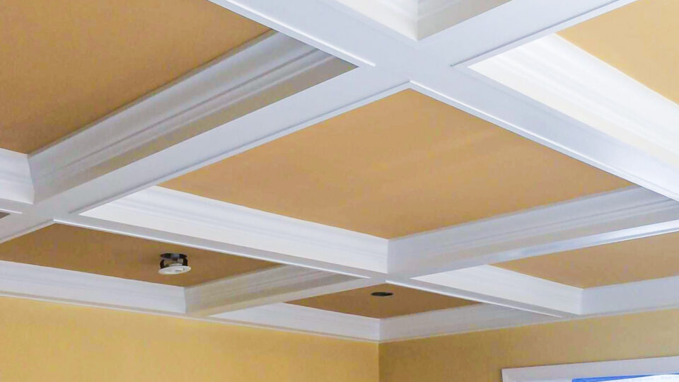 Nolan Paintings Carpentry Team installs Coffered Ceiling