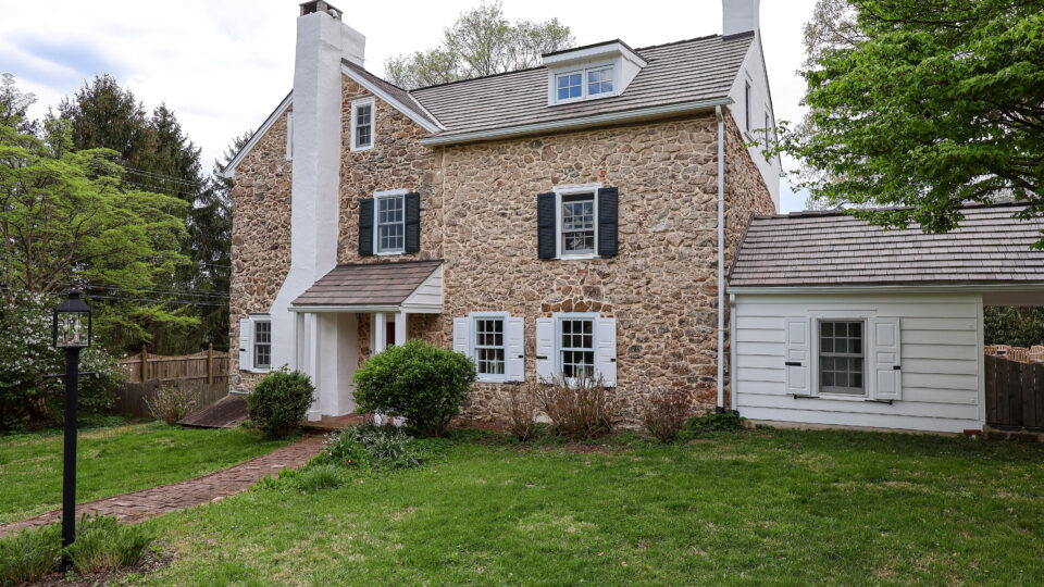 Close view of a stone exterior home